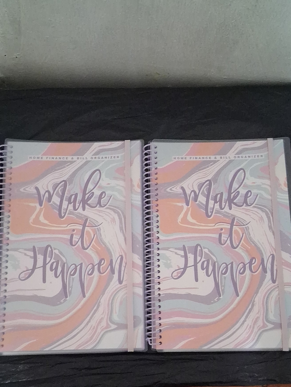 Home Finance & Bill Organizer Marble Spiral Notebook - Pink & Lavender